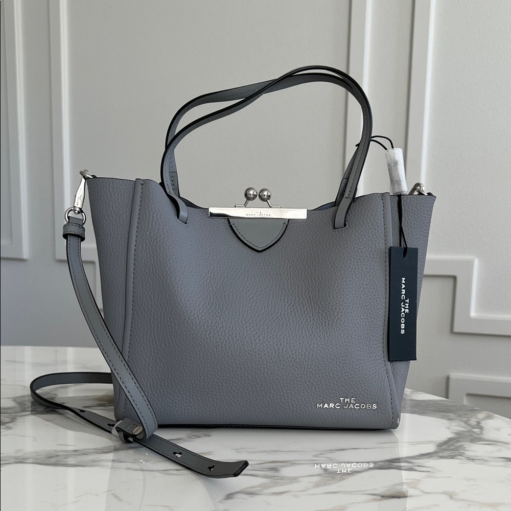 NWT - Marc Jacobs Kiss Lock Mini Tote Bag - Rock Grey